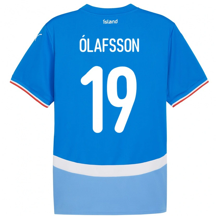 Danxen Uomo Maglia Islanda Sigurdur Stefán Ólafsson #19 Blu Kit Gara Home 24-26 Maglietta
