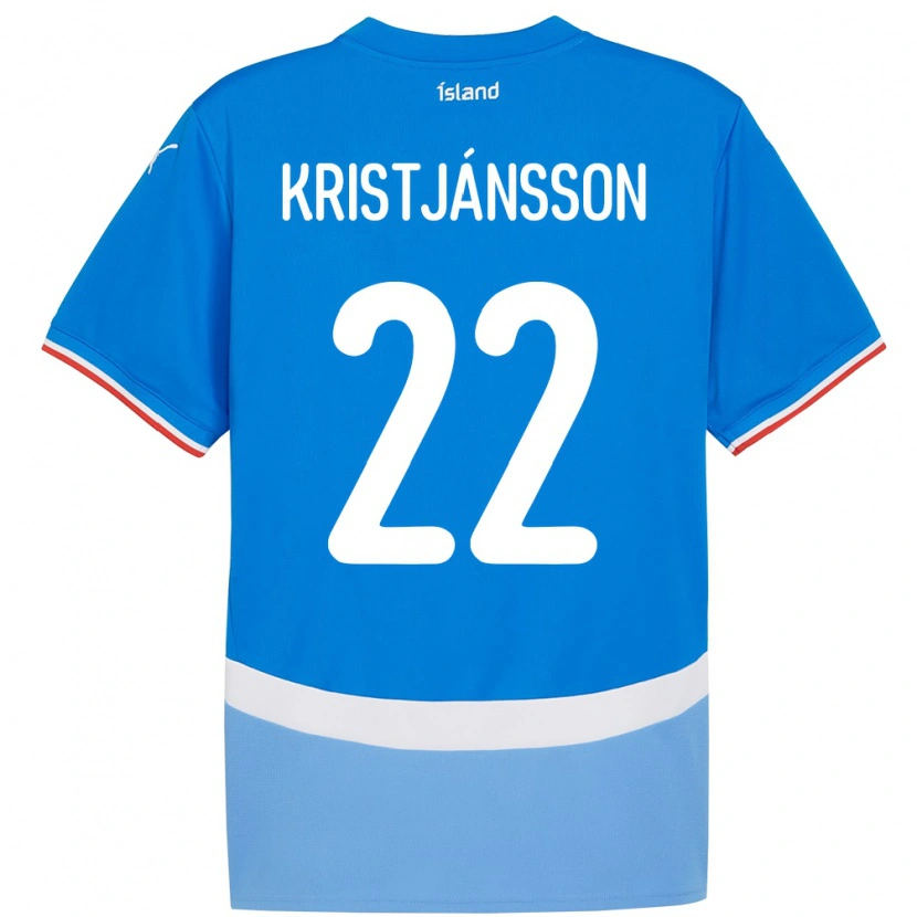 Danxen Uomo Maglia Islanda Daníel Freyr Kristjánsson #22 Blu Kit Gara Home 24-26 Maglietta