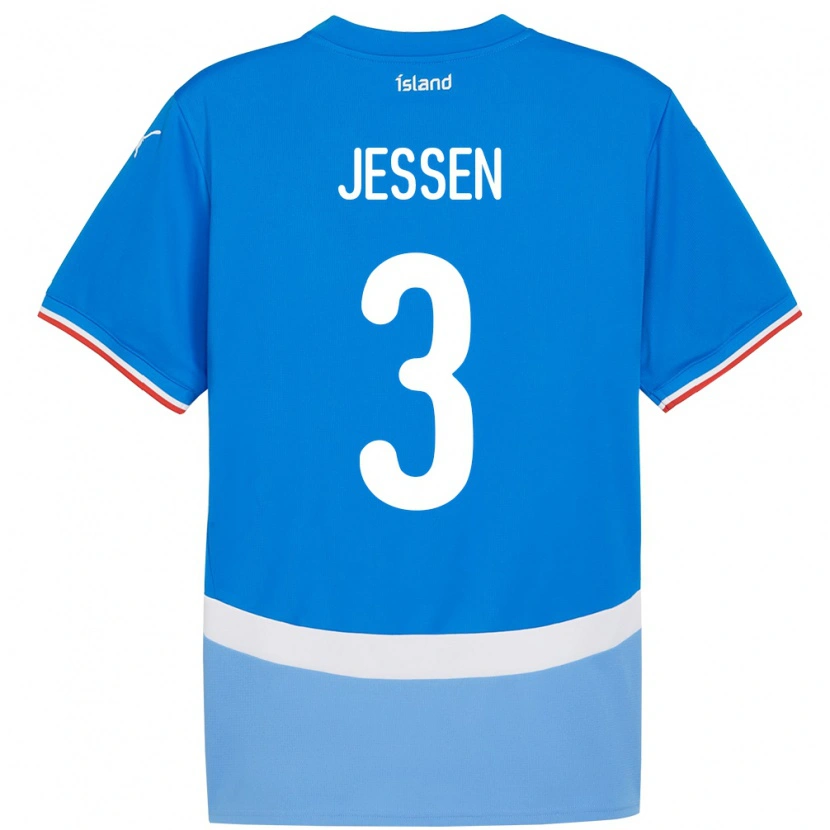 Danxen Uomo Maglia Islanda Sandra Jessen #3 Blu Kit Gara Home 24-26 Maglietta