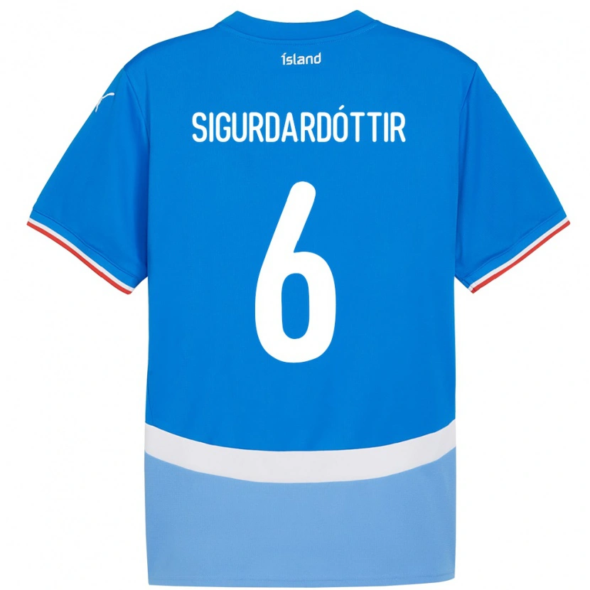 Danxen Uomo Maglia Islanda Ingibjörg Sigurðardóttir #6 Blu Kit Gara Home 24-26 Maglietta
