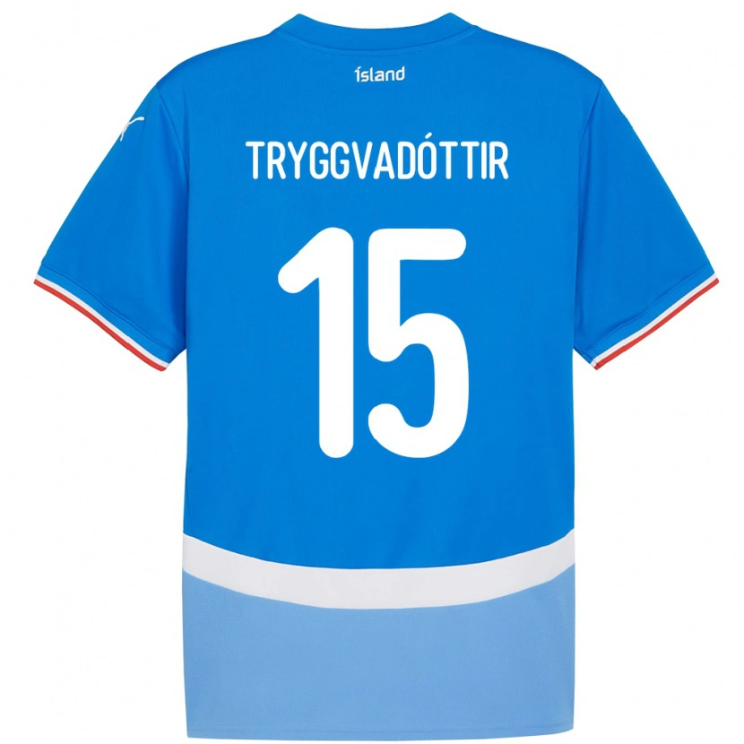 Danxen Uomo Maglia Islanda Katla Tryggvadóttir #15 Blu Kit Gara Home 24-26 Maglietta