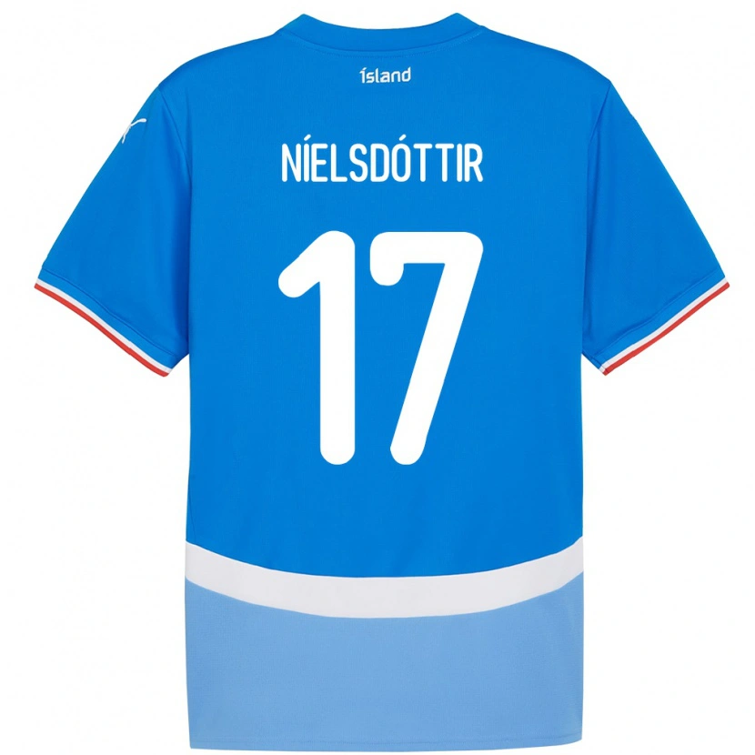 Danxen Uomo Maglia Islanda Bryndís Arna Níelsdóttir #17 Blu Kit Gara Home 24-26 Maglietta