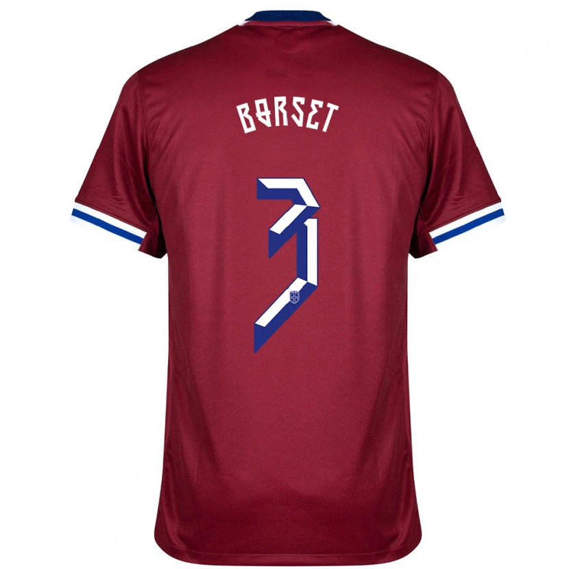 Danxen Uomo Maglia Norvegia Anders Børset #3 Rosso Blu Bianco Kit Gara Home 24-26 Maglietta