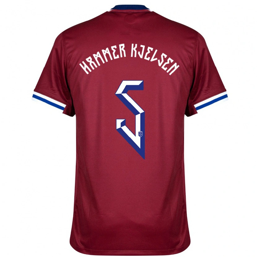 Danxen Uomo Maglia Norvegia Aleksander Hammer Kjelsen #5 Rosso Blu Bianco Kit Gara Home 24-26 Maglietta