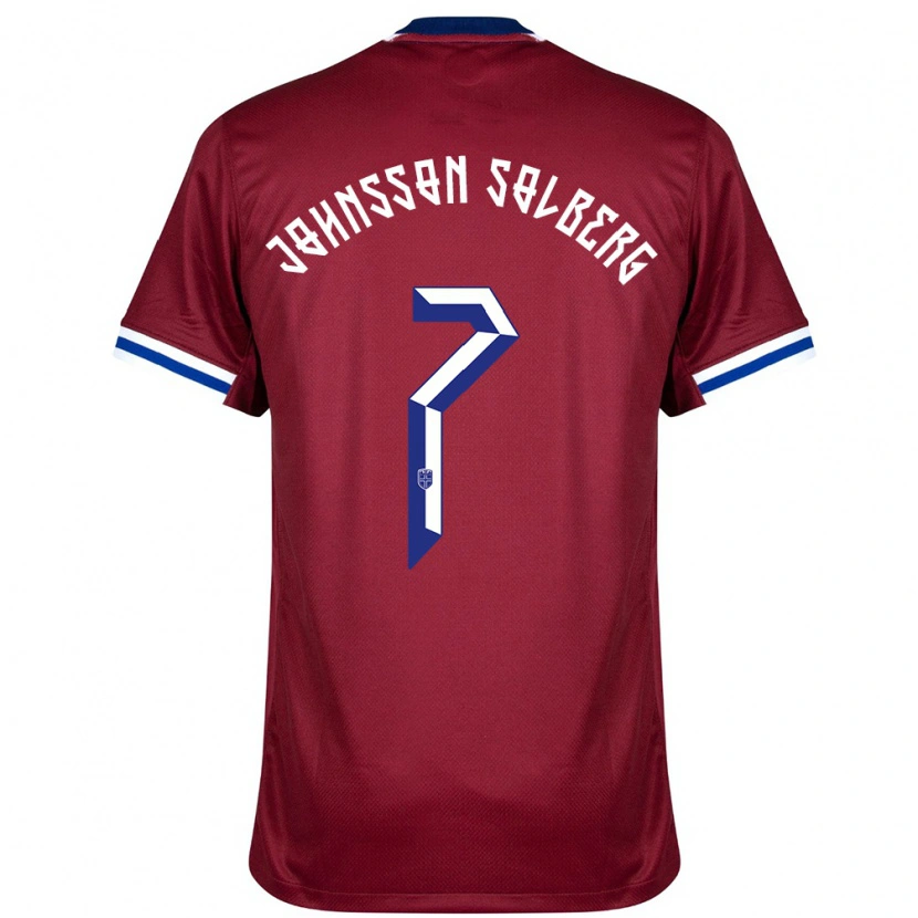 Danxen Uomo Maglia Norvegia Elias Johnsson Solberg #7 Rosso Blu Bianco Kit Gara Home 24-26 Maglietta