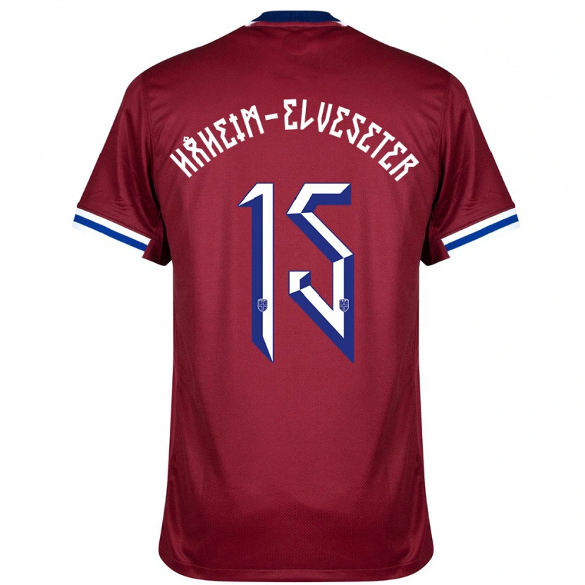 Danxen Uomo Maglia Norvegia Martin Håheim-Elveseter #15 Rosso Blu Bianco Kit Gara Home 24-26 Maglietta