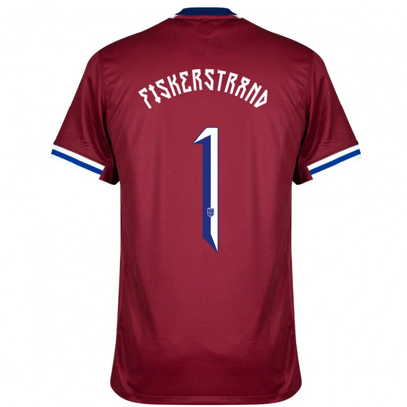 Danxen Uomo Maglia Norvegia Cecilie Fiskerstrand #1 Rosso Blu Bianco Kit Gara Home 24-26 Maglietta