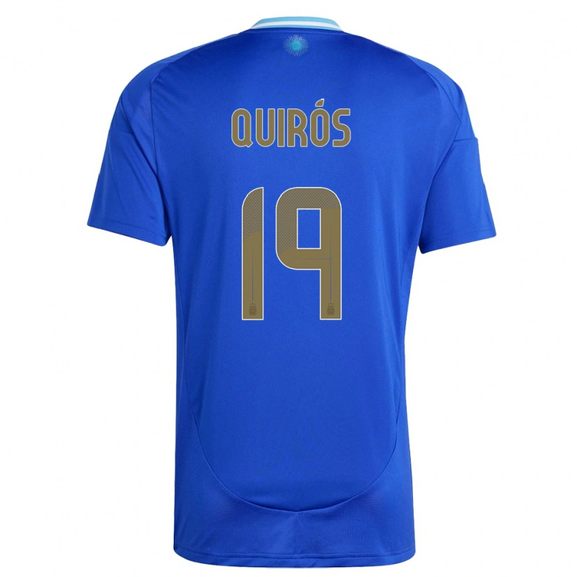 Danxen Uomo Maglia Argentina Aarón Quirós #19 Blu Kit Gara Away 24-26 Maglietta