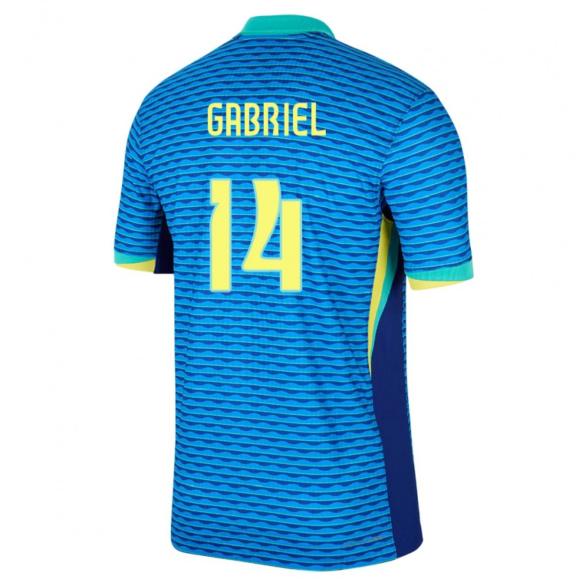 Danxen Uomo Maglia Brasile Gabriel Magalhães #14 Blu Kit Gara Away 24-26 Maglietta