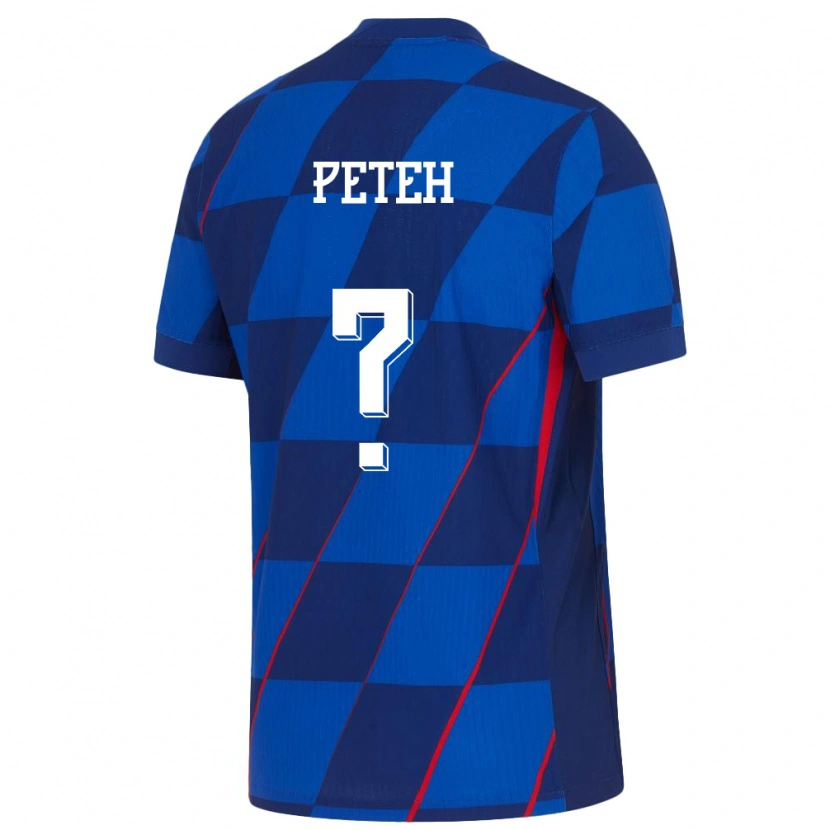 Danxen Uomo Maglia Croazia Mate Peteh #0 Blu Kit Gara Away 24-26 Maglietta