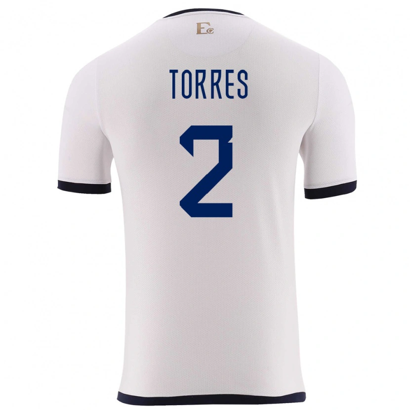 Danxen Uomo Maglia Ecuador Félix Torres #2 Bianco Kit Gara Away 24-26 Maglietta