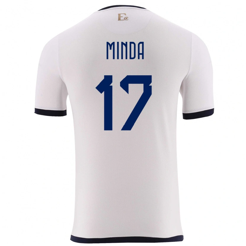 Danxen Uomo Maglia Ecuador Alan Minda #17 Bianco Kit Gara Away 24-26 Maglietta