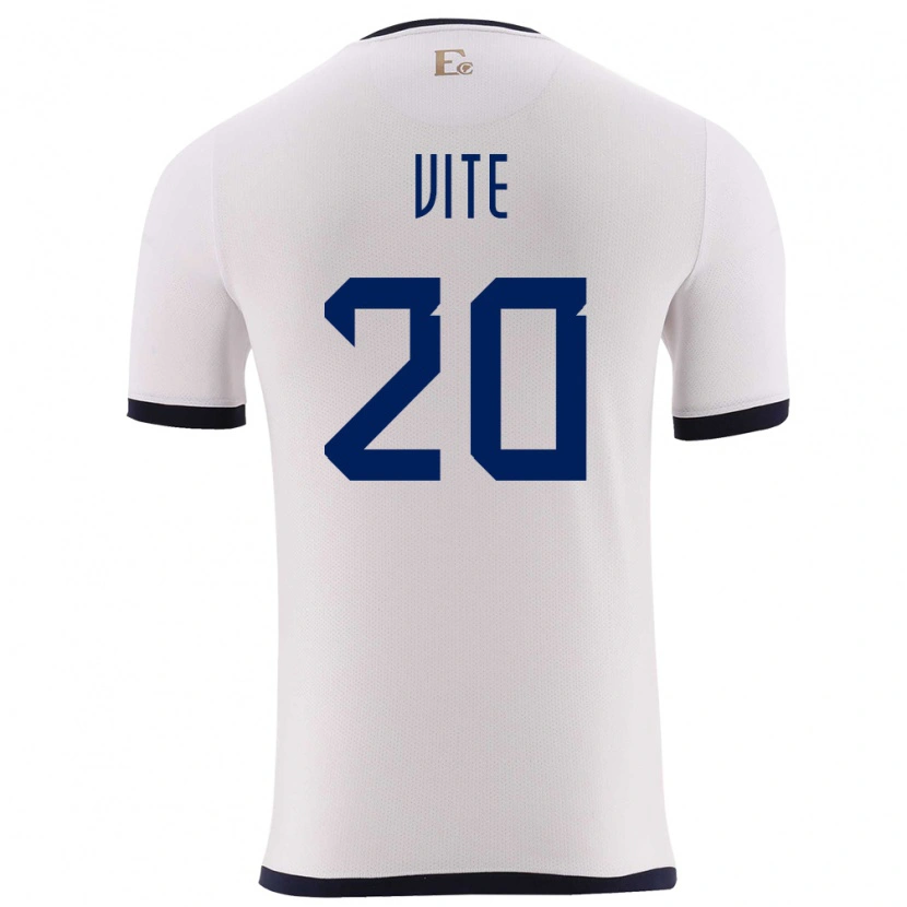 Danxen Uomo Maglia Ecuador Pedro Vite #20 Bianco Kit Gara Away 24-26 Maglietta