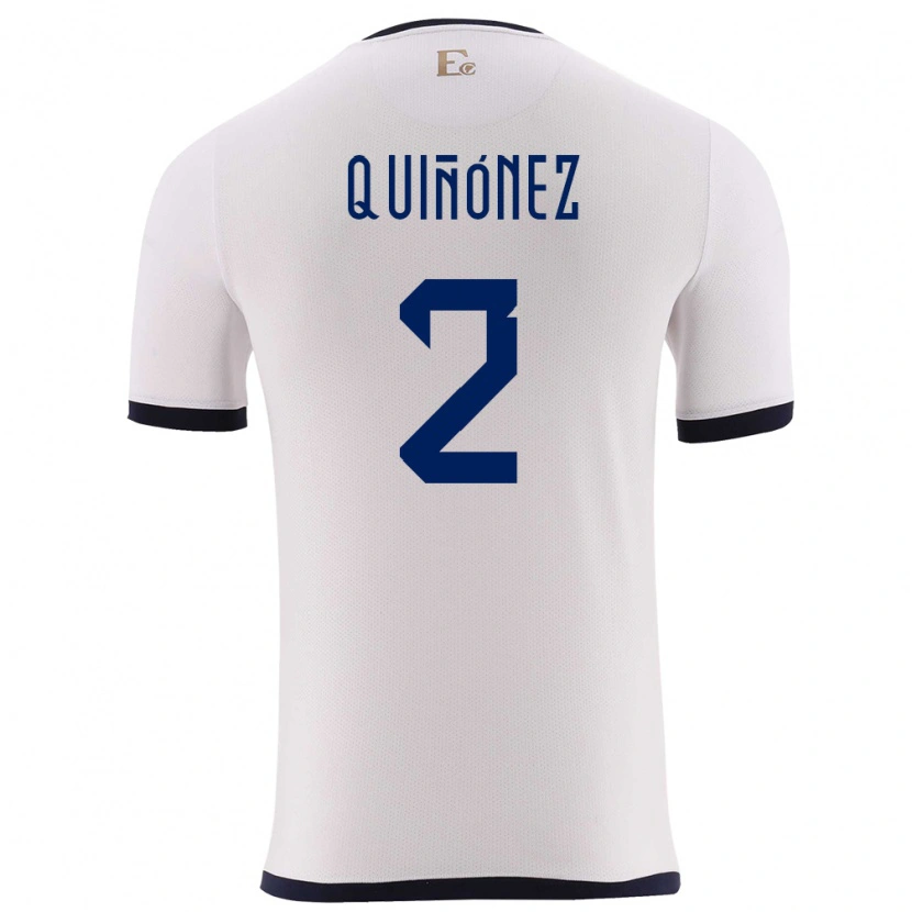 Danxen Uomo Maglia Ecuador Óscar Quiñónez #2 Bianco Kit Gara Away 24-26 Maglietta
