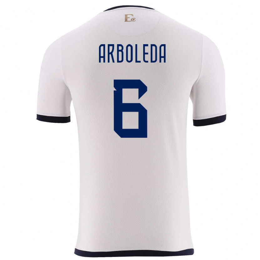 Danxen Uomo Maglia Ecuador Edu Arboleda #6 Bianco Kit Gara Away 24-26 Maglietta