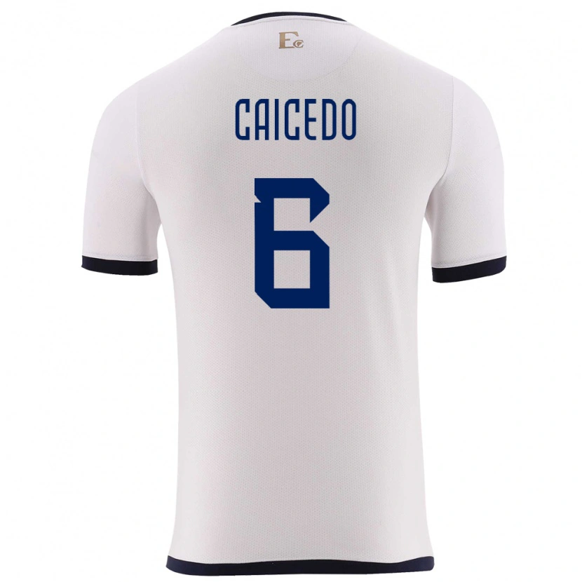 Danxen Uomo Maglia Ecuador Fricio Caicedo #6 Bianco Kit Gara Away 24-26 Maglietta