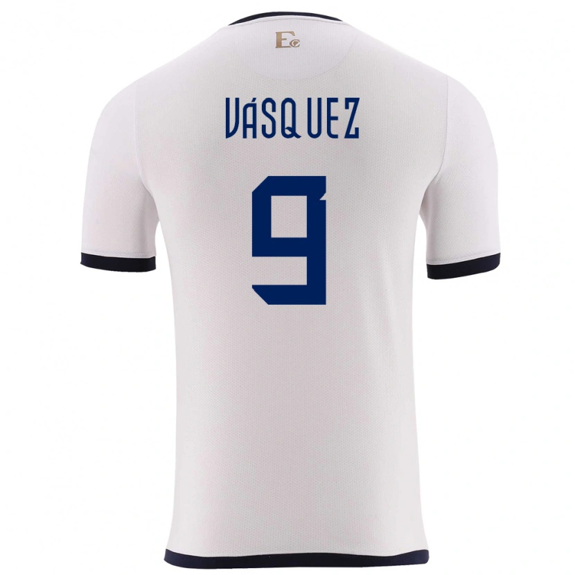 Danxen Uomo Maglia Ecuador Yandri Vásquez #9 Bianco Kit Gara Away 24-26 Maglietta