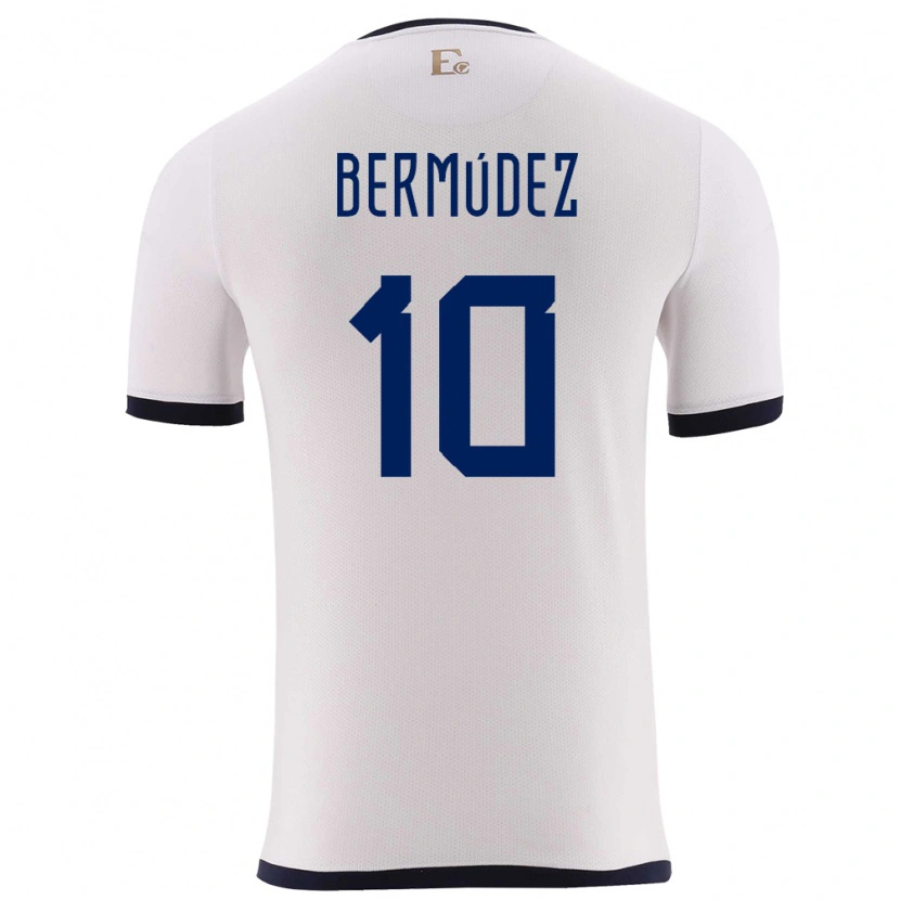 Danxen Uomo Maglia Ecuador Michael Bermúdez #10 Bianco Kit Gara Away 24-26 Maglietta