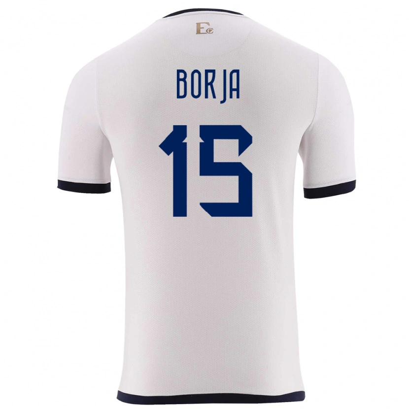 Danxen Uomo Maglia Ecuador Ronny Borja #15 Bianco Kit Gara Away 24-26 Maglietta