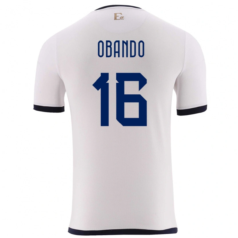 Danxen Uomo Maglia Ecuador Allen Obando #16 Bianco Kit Gara Away 24-26 Maglietta