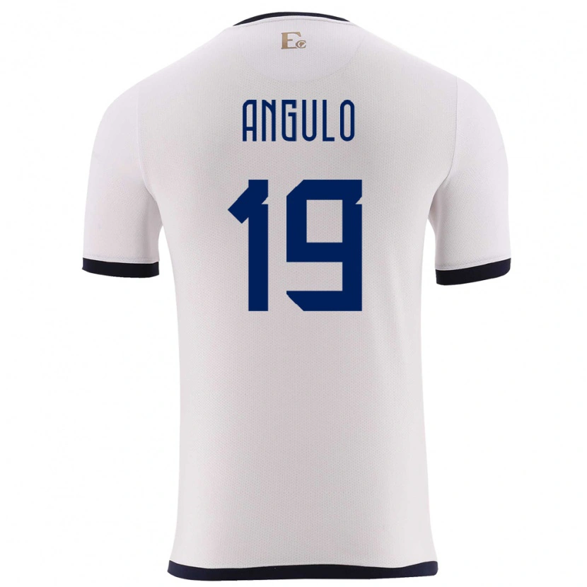 Danxen Uomo Maglia Ecuador Juan Angulo #19 Bianco Kit Gara Away 24-26 Maglietta