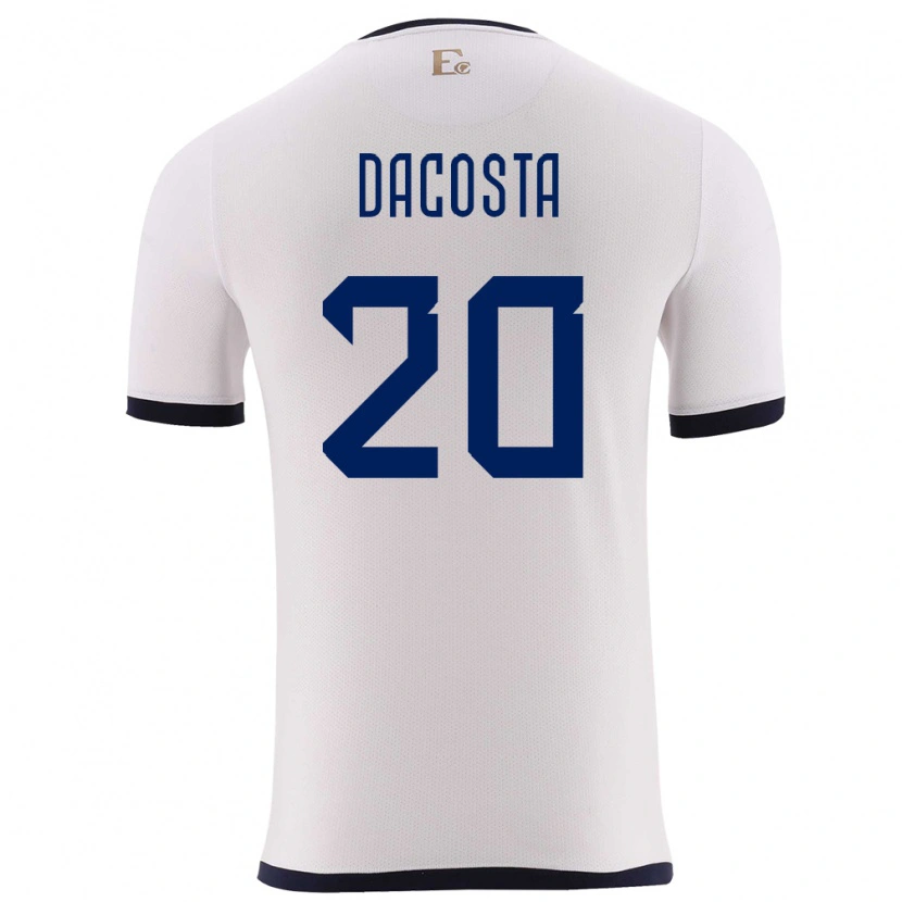 Danxen Uomo Maglia Ecuador Malcom Dacosta #20 Bianco Kit Gara Away 24-26 Maglietta