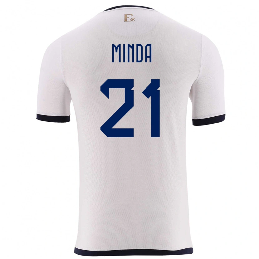 Danxen Uomo Maglia Ecuador Jhosué Minda #21 Bianco Kit Gara Away 24-26 Maglietta