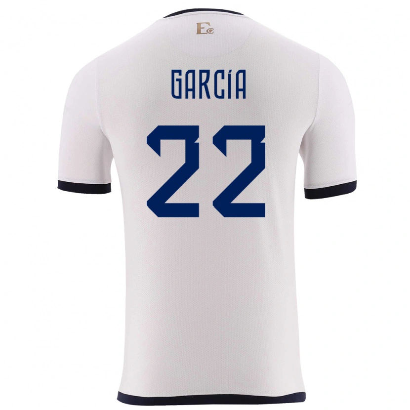 Danxen Uomo Maglia Ecuador Jostin García #22 Bianco Kit Gara Away 24-26 Maglietta