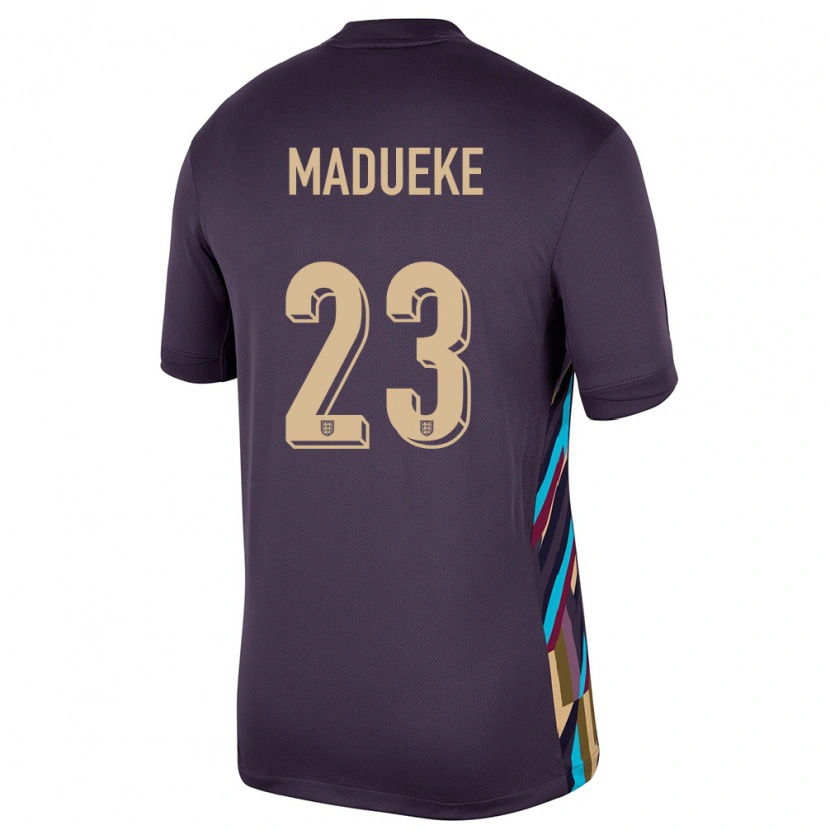 Danxen Uomo Maglia Inghilterra Noni Madueke #23 Uvetta Scura Kit Gara Away 24-26 Maglietta