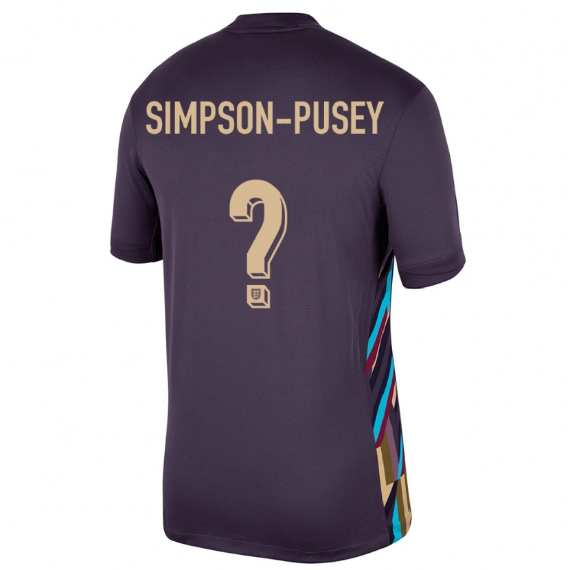 Danxen Uomo Maglia Inghilterra Jahmai Simpson-Pusey #0 Uvetta Scura Kit Gara Away 24-26 Maglietta