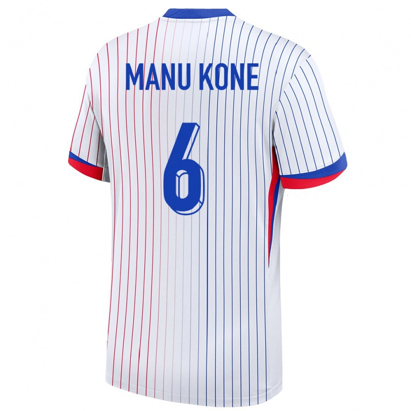 Danxen Uomo Maglia Francia Manu Koné #6 Bianco Kit Gara Away 24-26 Maglietta