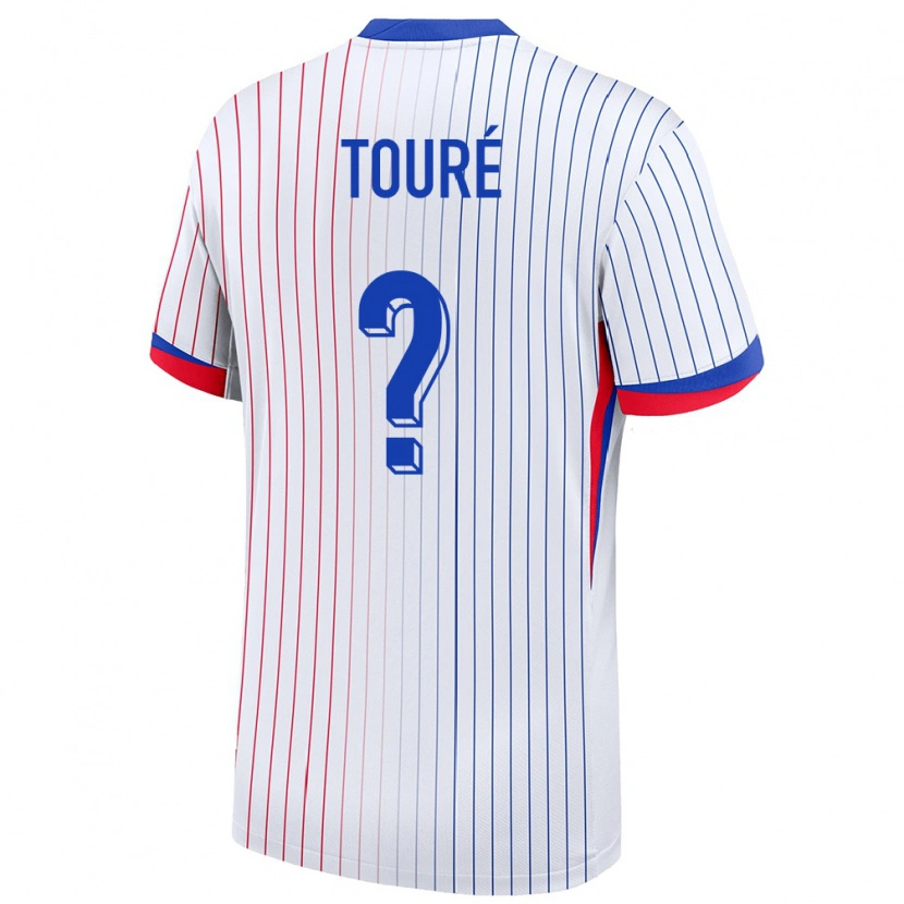 Danxen Uomo Maglia Francia Ousmane Touré #0 Bianco Kit Gara Away 24-26 Maglietta