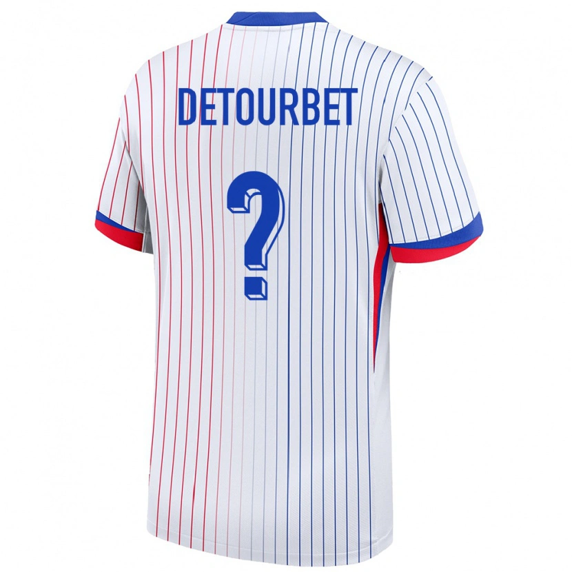 Danxen Uomo Maglia Francia Mathys Detourbet #0 Bianco Kit Gara Away 24-26 Maglietta