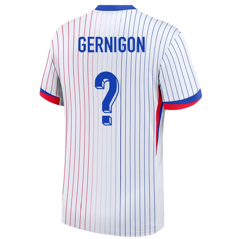 Danxen Uomo Maglia Francia Maël Gernigon #0 Bianco Kit Gara Away 24-26 Maglietta