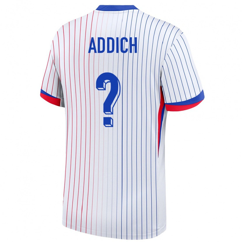 Danxen Uomo Maglia Francia Yanis Addich #0 Bianco Kit Gara Away 24-26 Maglietta