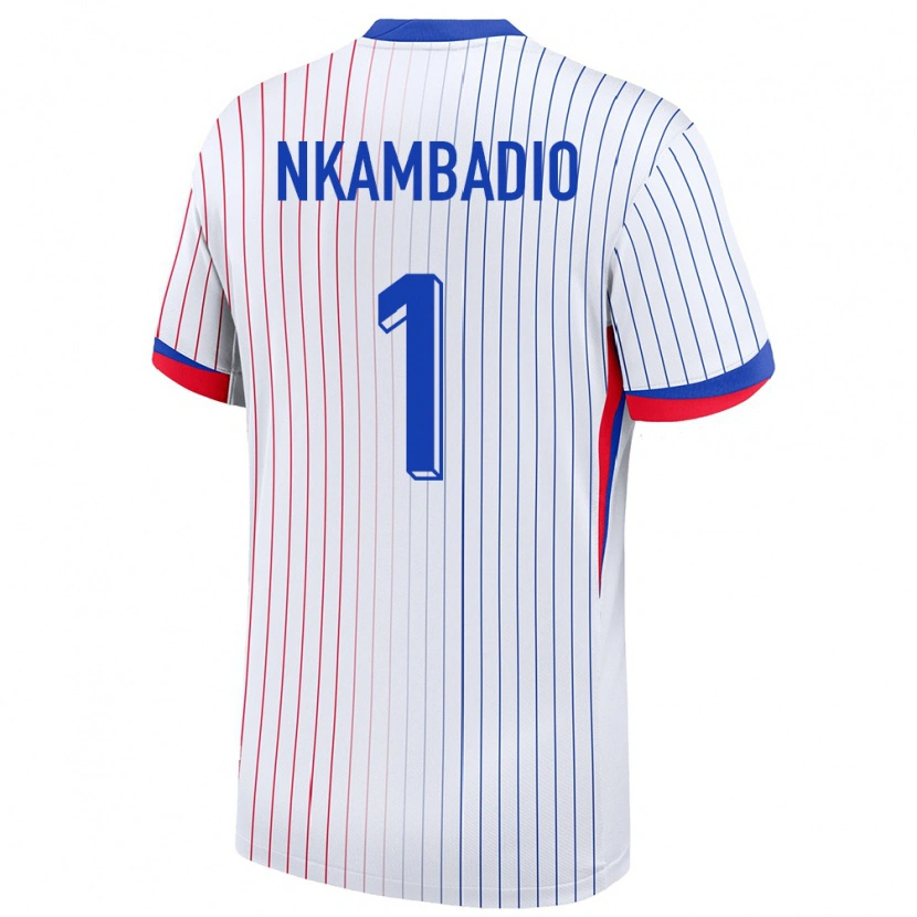 Danxen Uomo Maglia Francia Obed Nkambadio #1 Bianco Kit Gara Away 24-26 Maglietta