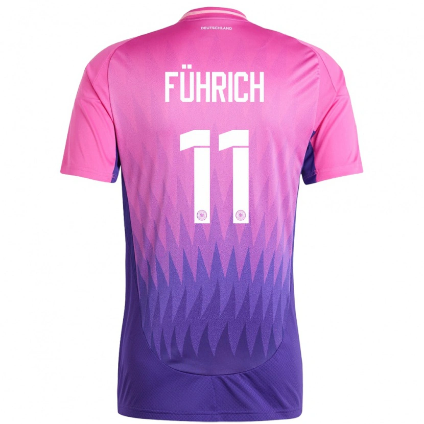 Danxen Uomo Maglia Germania Chris Führich #11 Rosa Viola Kit Gara Away 24-26 Maglietta