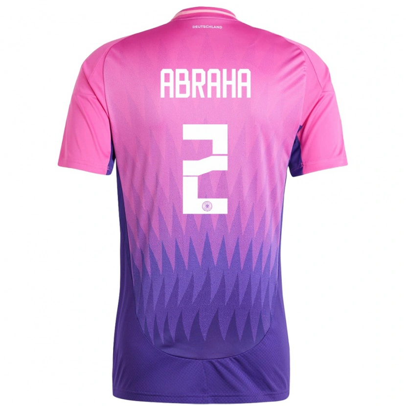 Danxen Uomo Maglia Germania Natnael Abraha #2 Rosa Viola Kit Gara Away 24-26 Maglietta