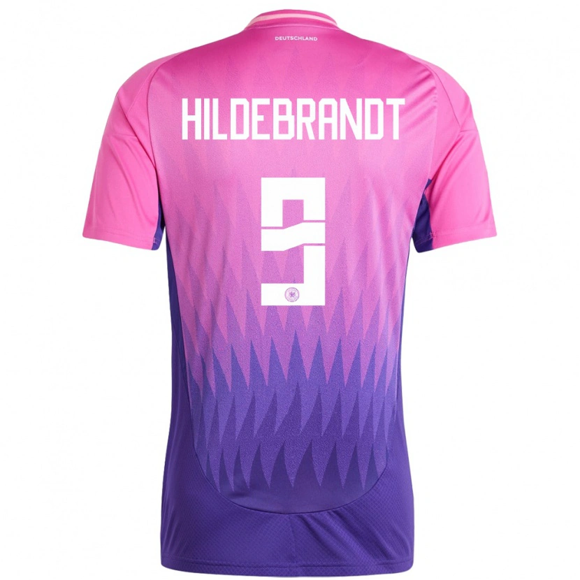 Danxen Uomo Maglia Germania Niklas Hildebrandt #9 Rosa Viola Kit Gara Away 24-26 Maglietta