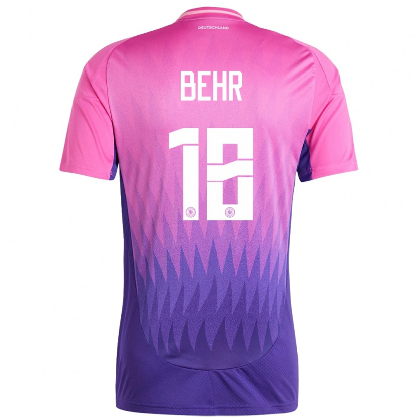 Danxen Uomo Maglia Germania Niklas Behr #18 Rosa Viola Kit Gara Away 24-26 Maglietta