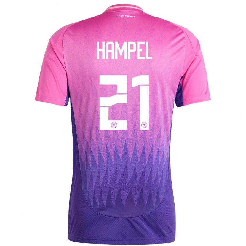 Danxen Uomo Maglia Germania Luca Hampel #21 Rosa Viola Kit Gara Away 24-26 Maglietta
