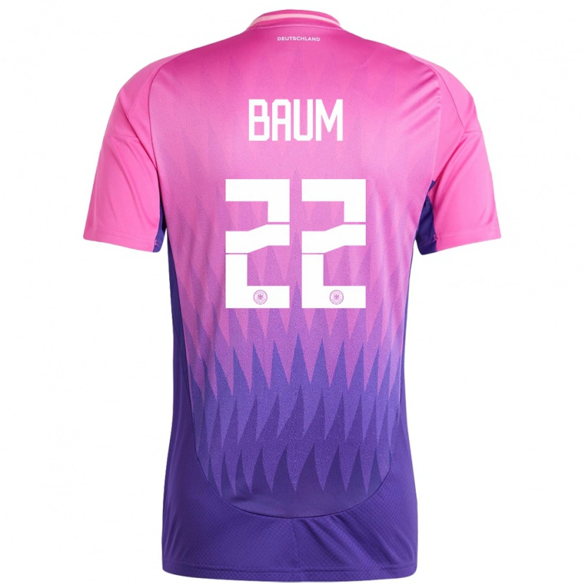 Danxen Uomo Maglia Germania Elias Baum #22 Rosa Viola Kit Gara Away 24-26 Maglietta