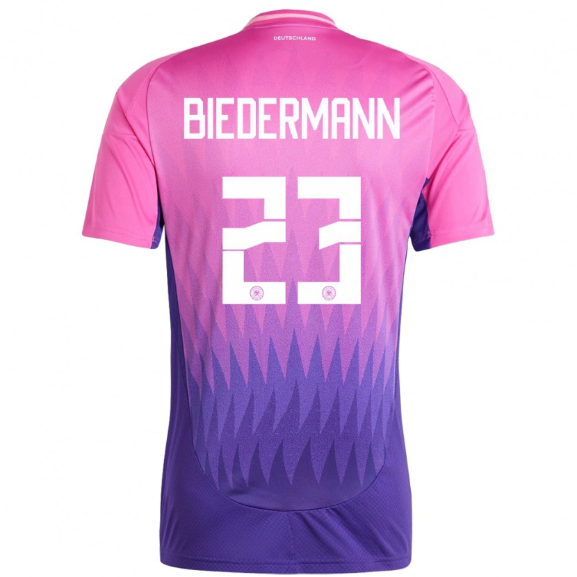 Danxen Uomo Maglia Germania Nico Biedermann #23 Rosa Viola Kit Gara Away 24-26 Maglietta