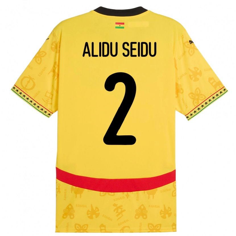 Danxen Uomo Maglia Ghana Alidu Seidu #2 Giallo Kit Gara Away 24-26 Maglietta