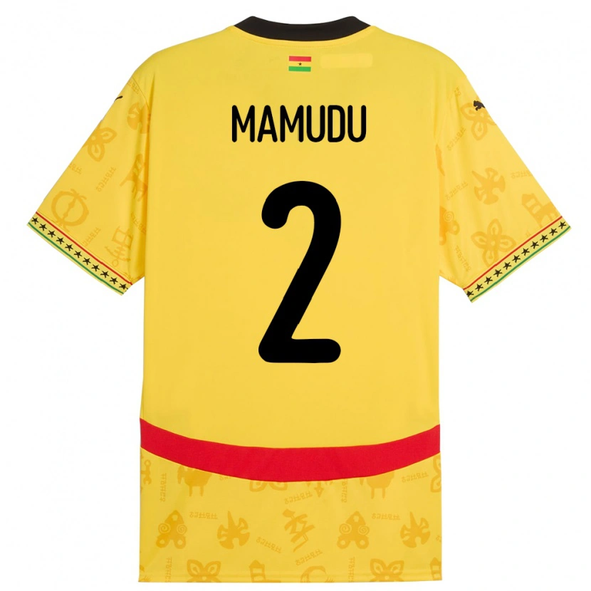 Danxen Uomo Maglia Ghana Kamaradini Mamudu #2 Giallo Kit Gara Away 24-26 Maglietta