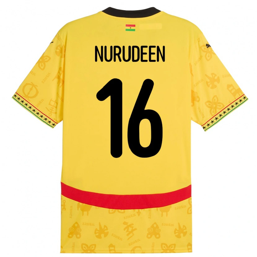 Danxen Uomo Maglia Ghana Abdul Nurudeen #16 Giallo Kit Gara Away 24-26 Maglietta