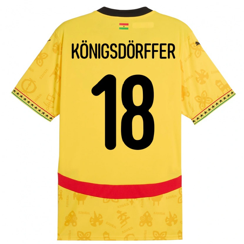 Danxen Uomo Maglia Ghana Ransford Königsdörffer #18 Giallo Kit Gara Away 24-26 Maglietta