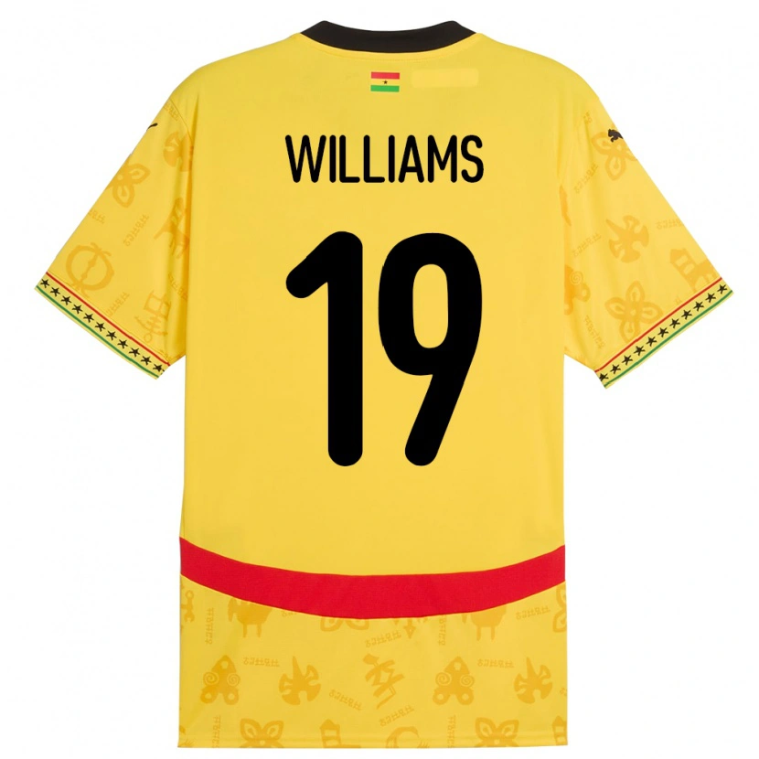 Danxen Uomo Maglia Ghana Iñaki Williams #19 Giallo Kit Gara Away 24-26 Maglietta