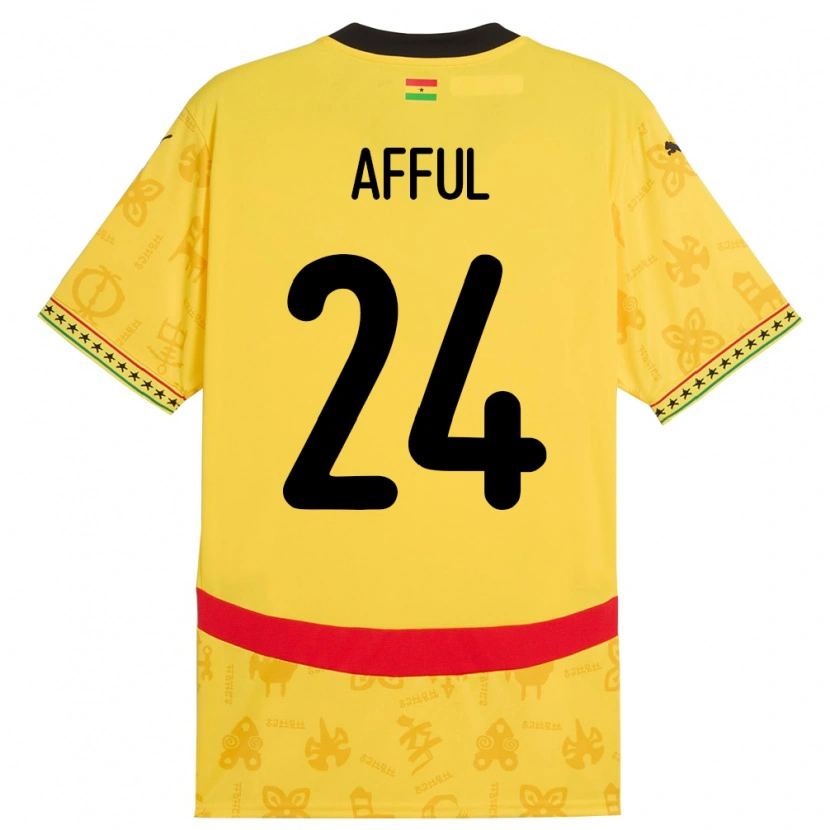 Danxen Uomo Maglia Ghana Isaac Afful #24 Giallo Kit Gara Away 24-26 Maglietta