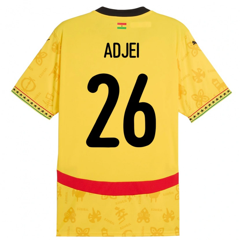 Danxen Uomo Maglia Ghana Nathaniel Adjei #26 Giallo Kit Gara Away 24-26 Maglietta